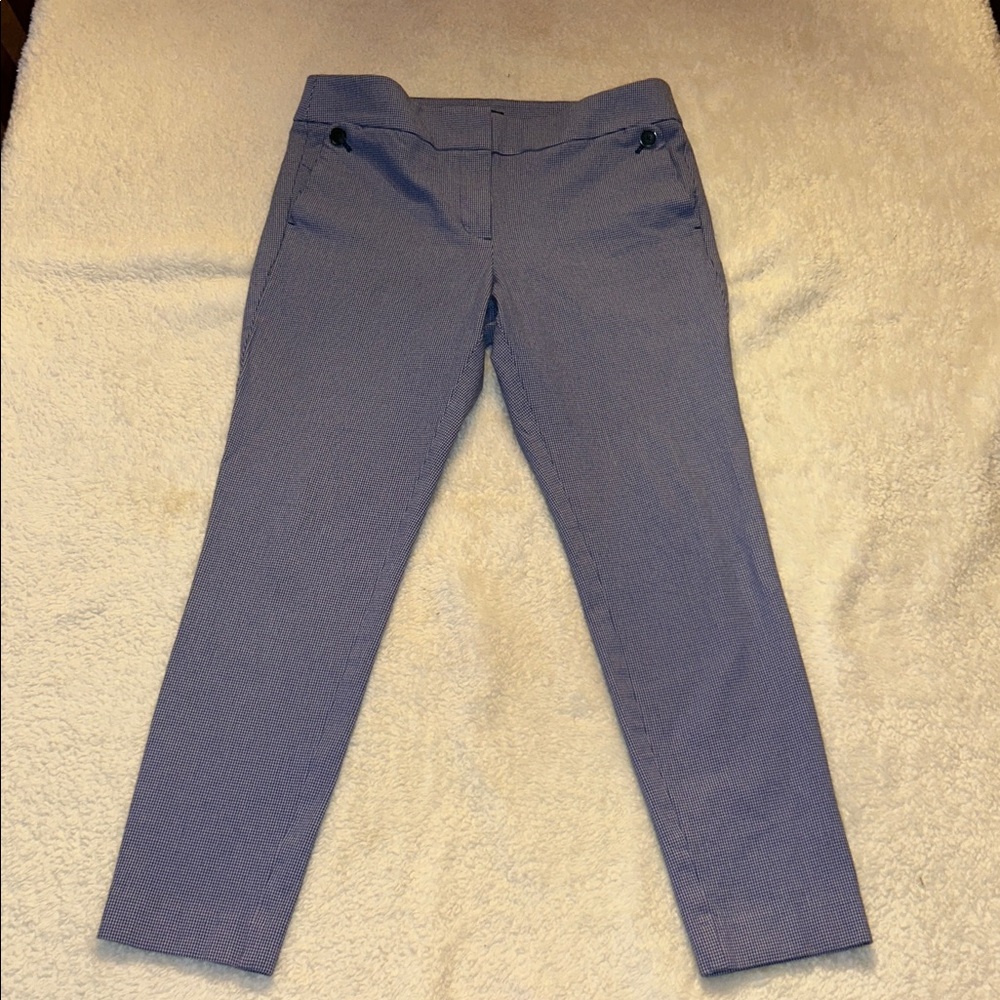 Ann Taylor Loft Houndstooth Trouser Marisa blue white size 8